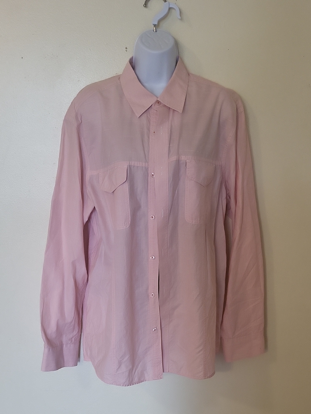 Elie Tahari Men's Light Pink Long-Sleeve Button Shirt